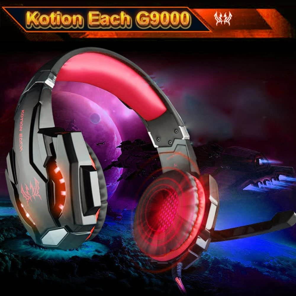Docooler G9000 3.5mm Gaming Headphone Stereo Game Headset Noise Cancellation Earphone with Mic LED Light Volume Control Compatible with PS4 Laptop Tablet Mobile Phones