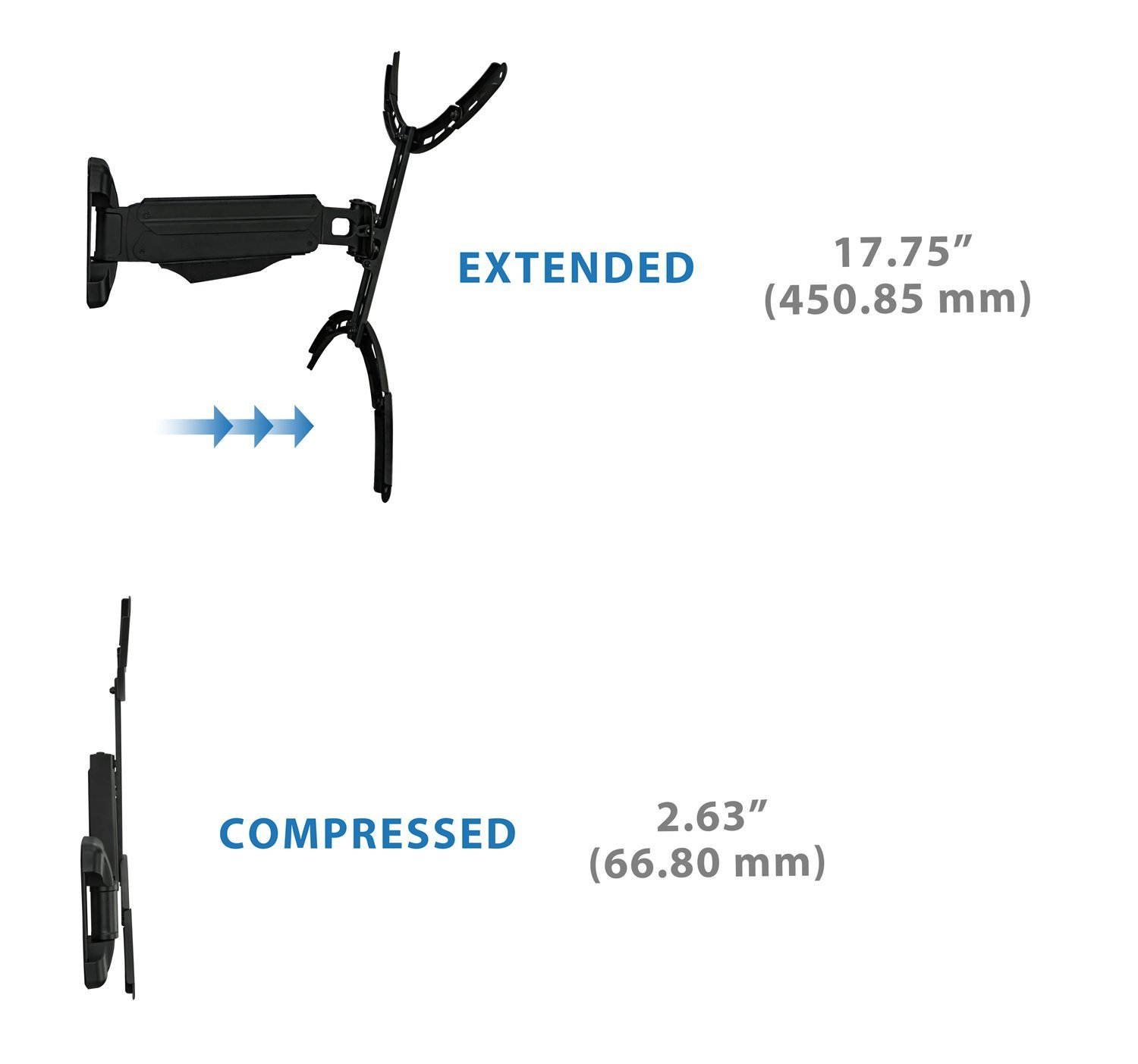MI-340 TV Mount for 50", 55", 60", 65" Inch TV, Full Motion, Height Adjustable, Wall Mount Bracket for LCD/LED/Plasma Flat Screen, VESA 600x400mm, 55 lb Weight Capacity, Black