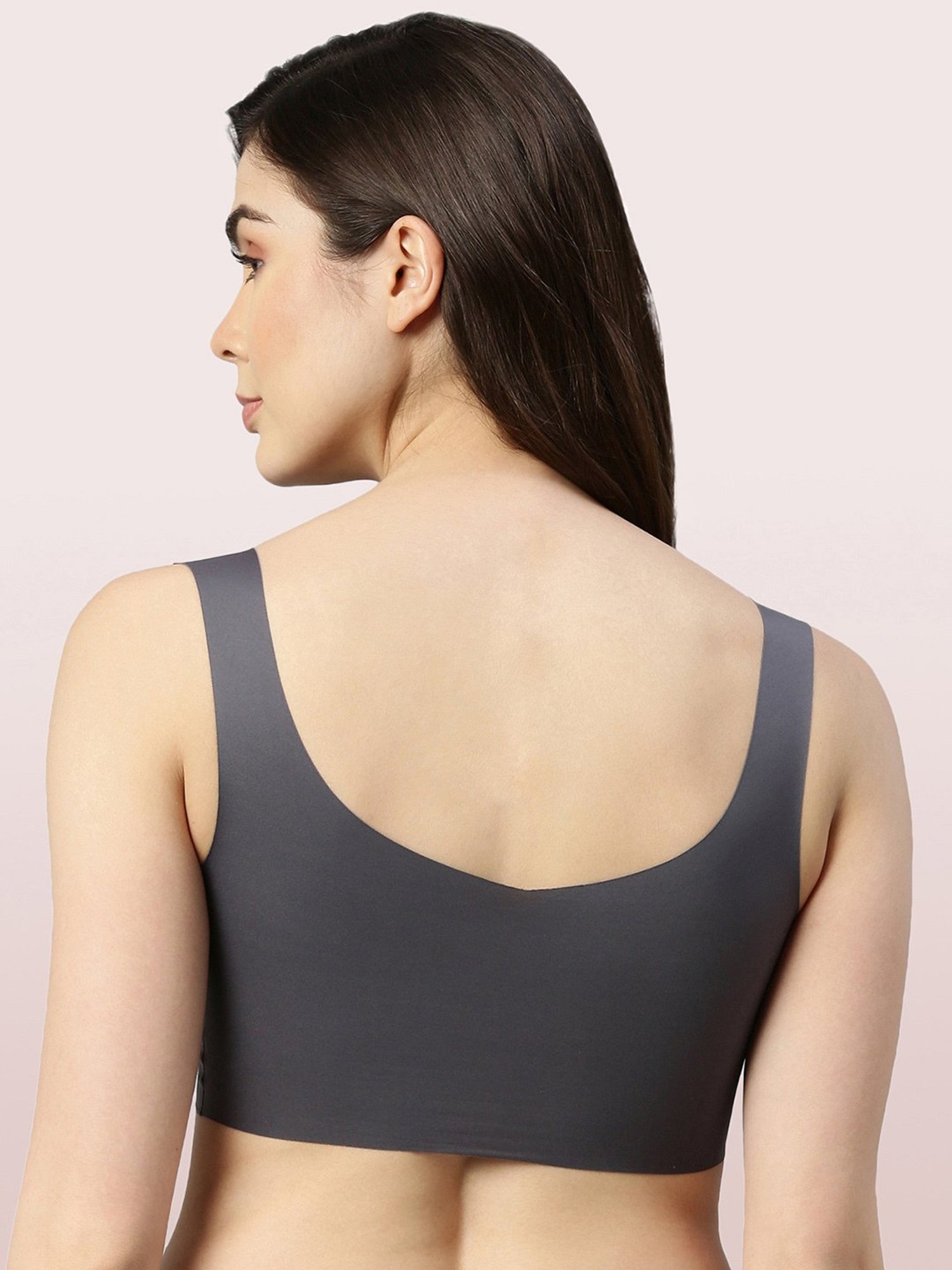 Enamor Grey Non-Wired Padded Full Coverage Bra