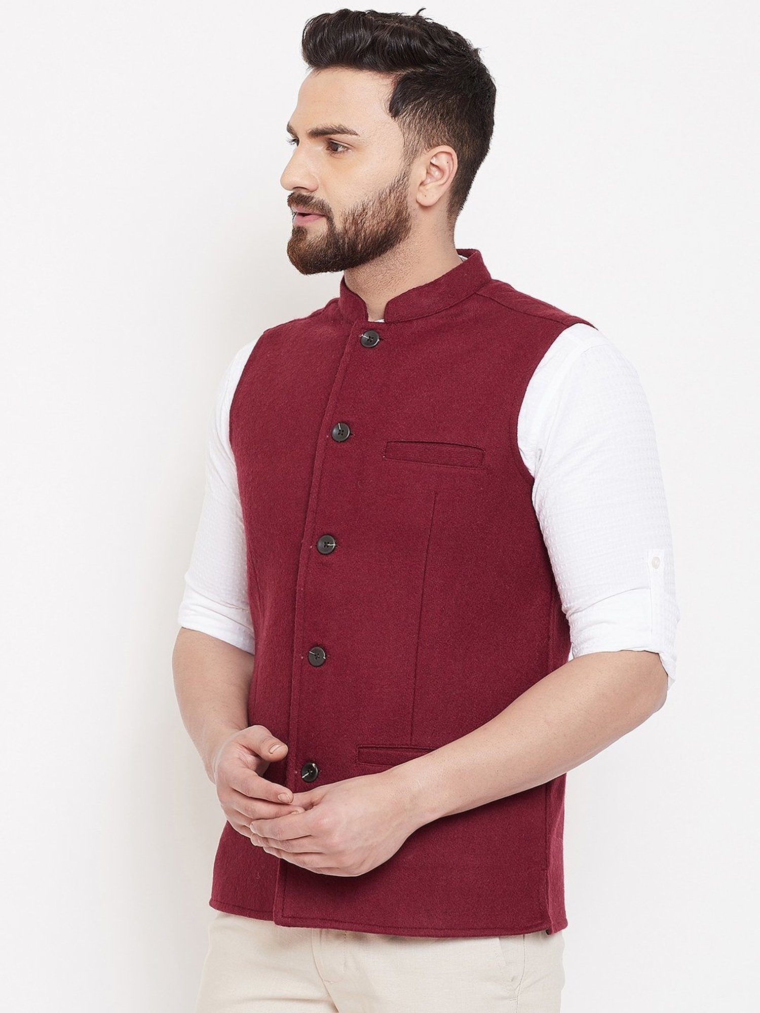 Even Maroon Regular Fit Nehru Jacket