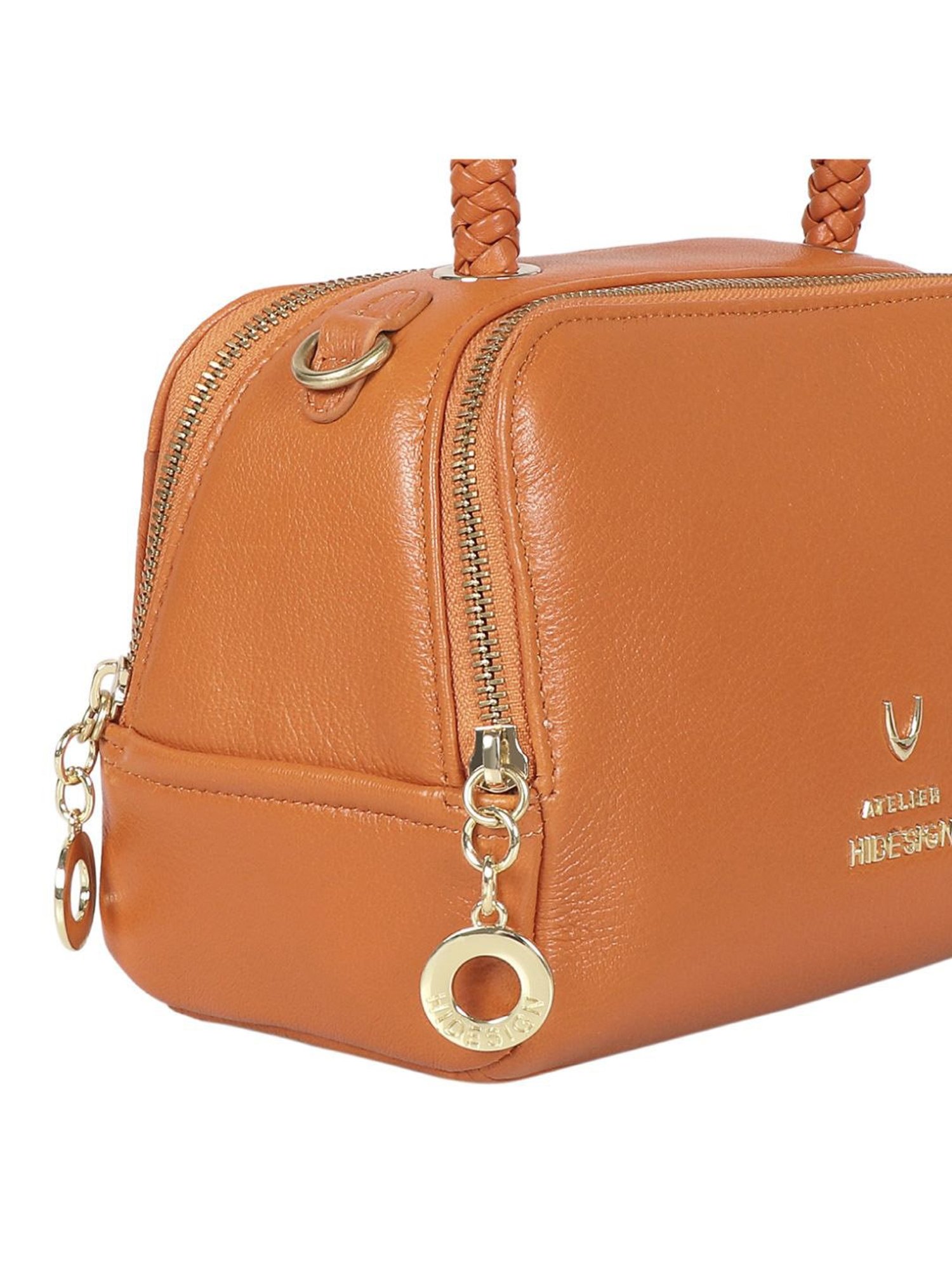 Hidesign Atelier Callas 04 Orange Leather Solid Bowler Handbags