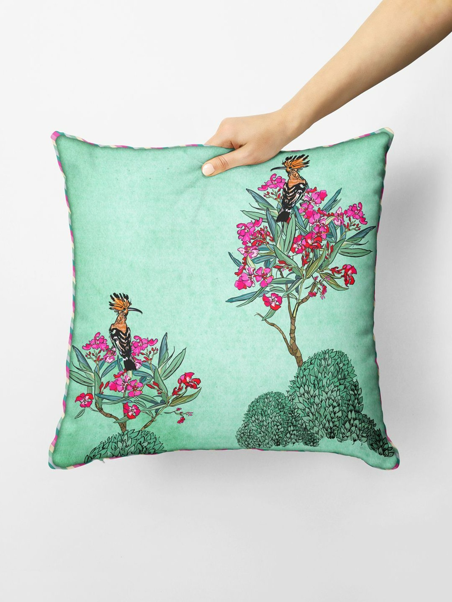 Bianca Floral Green Microfibre Cushion Cover