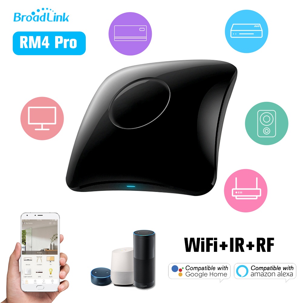 BroadLink RM4 Pro WiFi Smart Home Automation Universal Remote Controller WiFi+IR+RF Switch App Control Timer Compatible with Alexa Smart Home Automation
