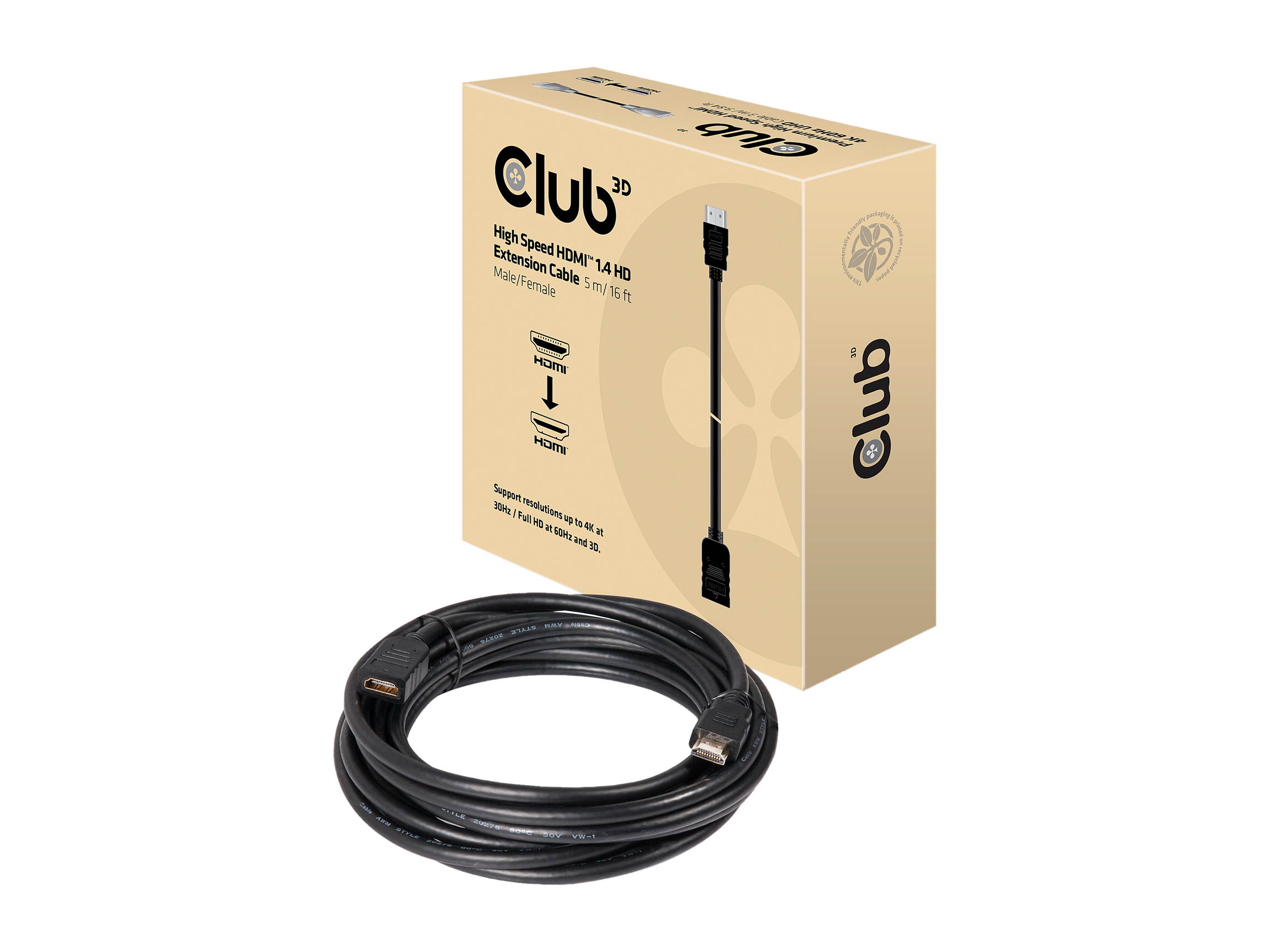 Club3D CAC-1320 16 ft. High Speed HDMI 1.4 HD Extension Cable