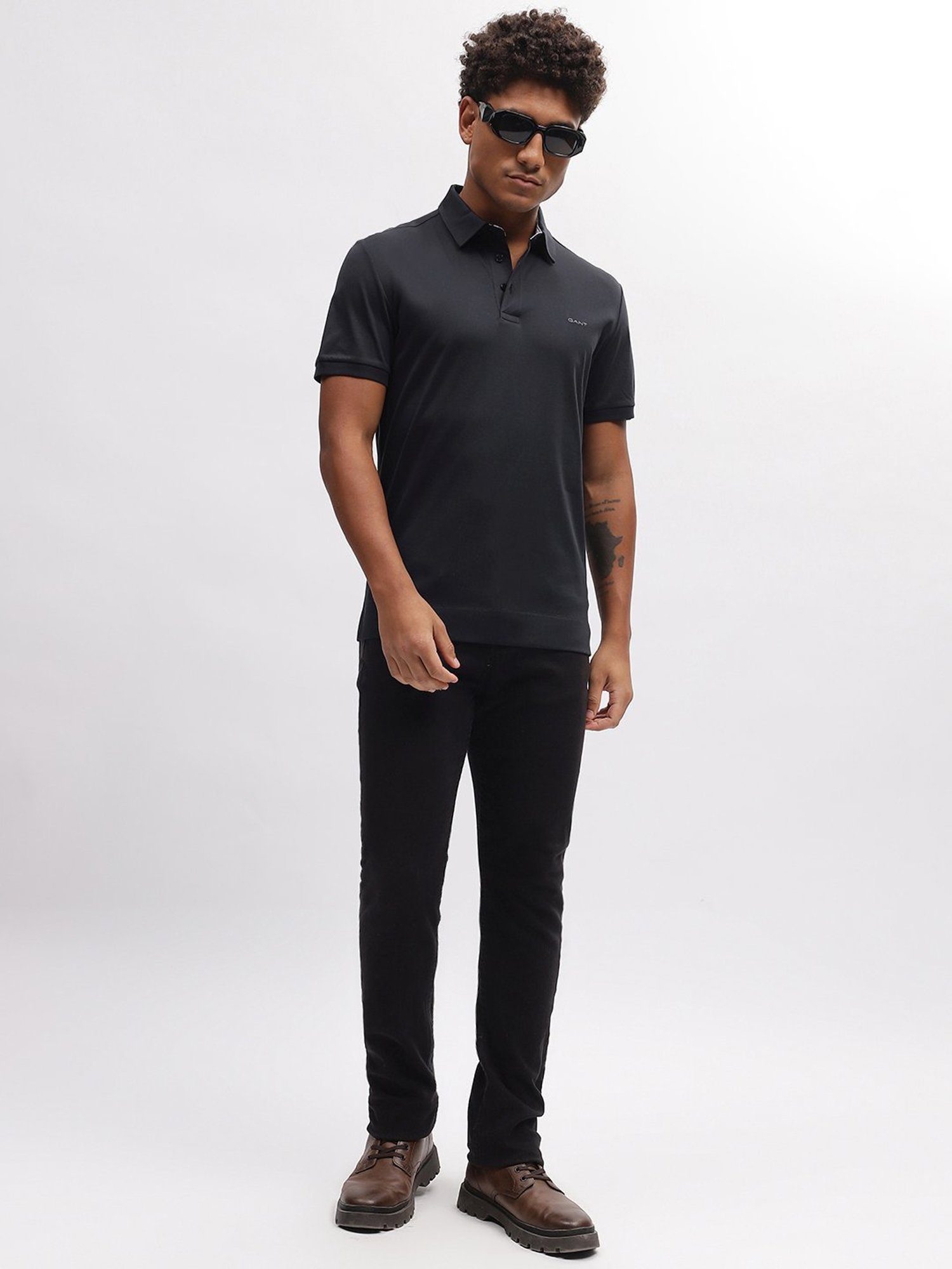 GANT Solid Polo Neck Slim Fit T-Shirt