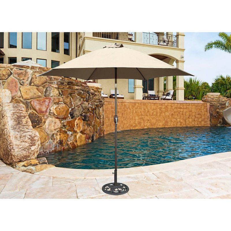 9' Round Crank Patio Umbrella - Beige