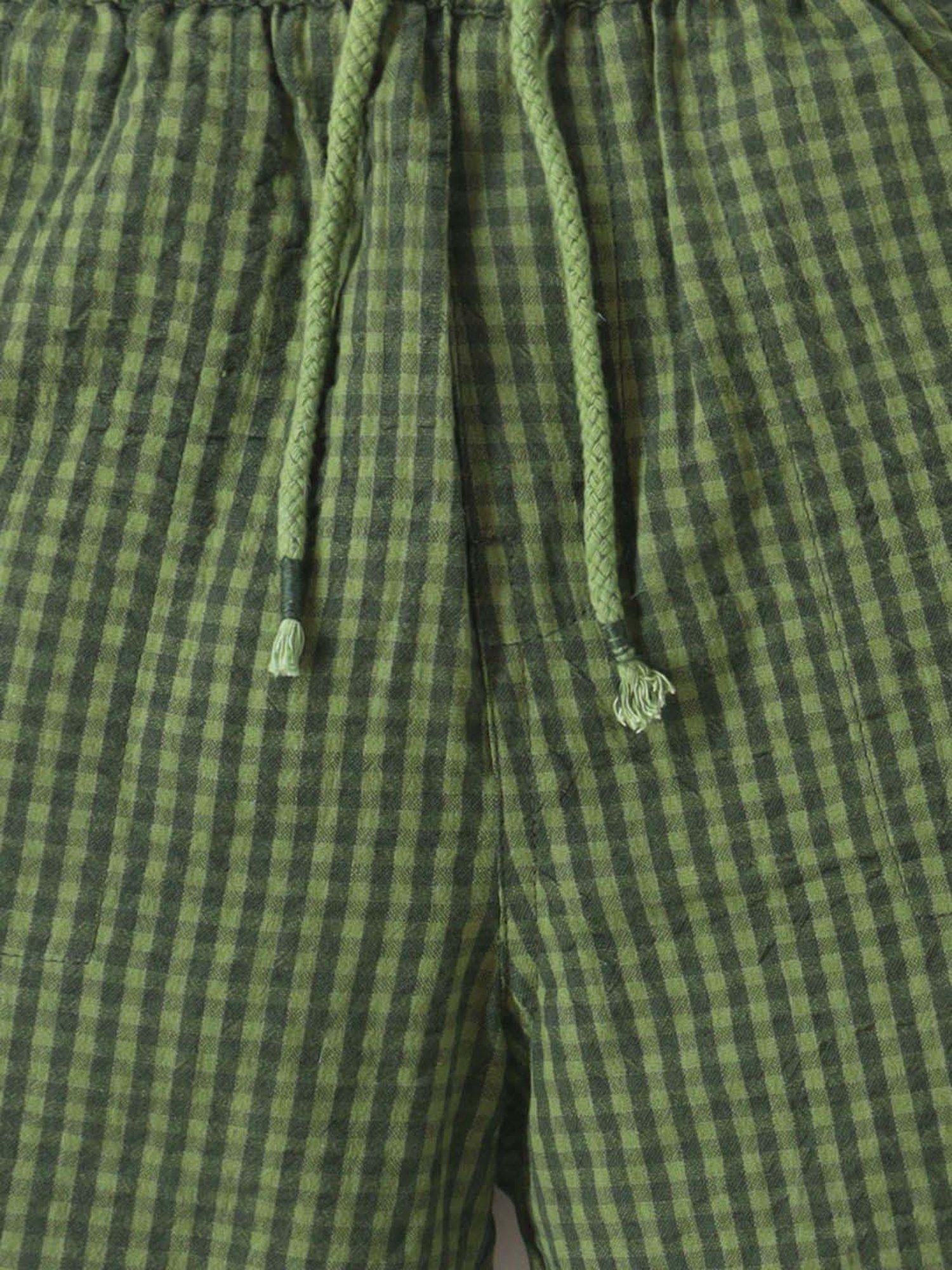 Cherry Crumble By Nitt Hyman Kids Olive Cotton Chequered Shorts