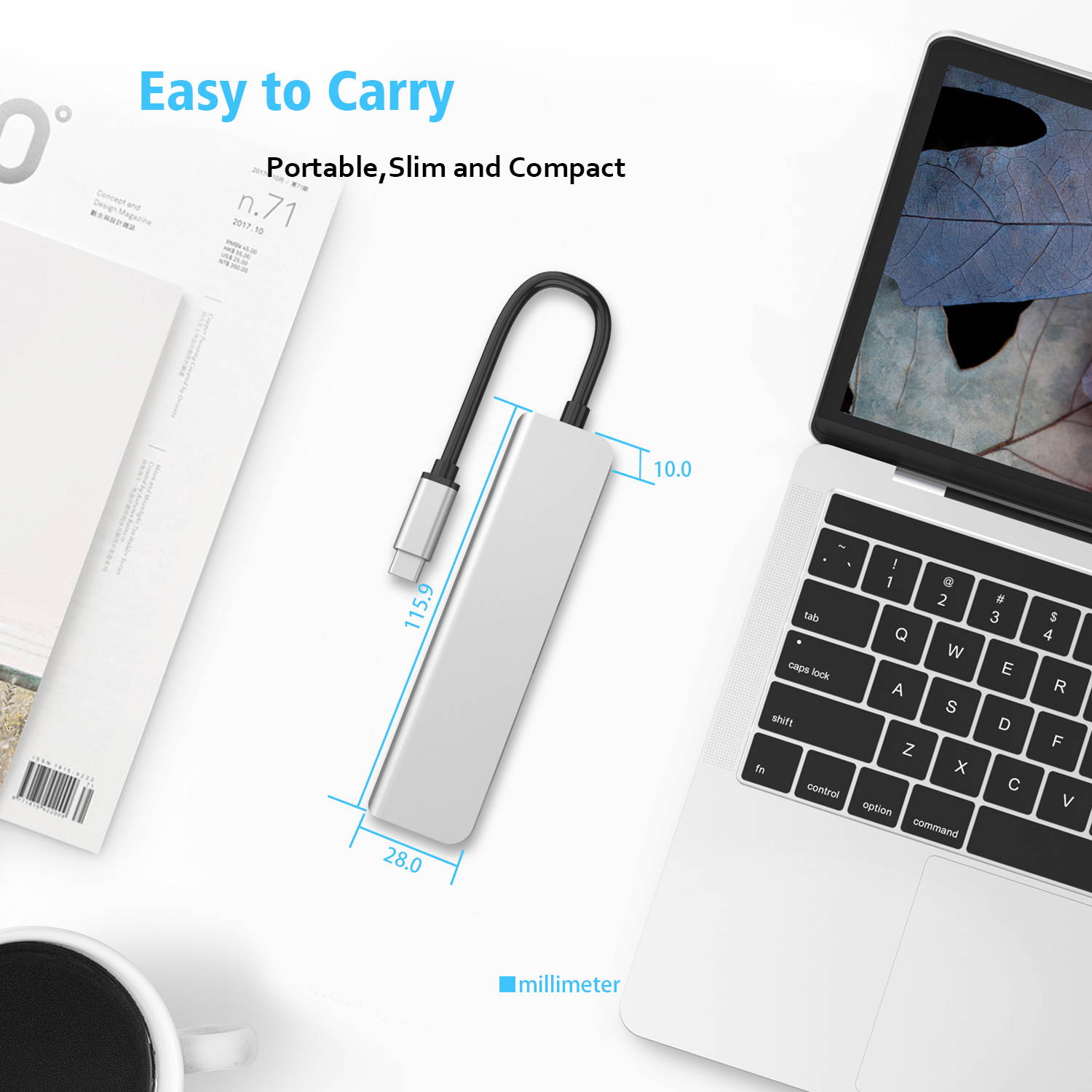 Computer USB converter 4 in 1 hub, HDMI Port Max 4K UHD 3840*2160@30HZ with  3 USB 3.0 Hub Ports up to 5Gbps for data syncing, Suitable for the Mac with TYPE C interface and mouse, card reader,etc.