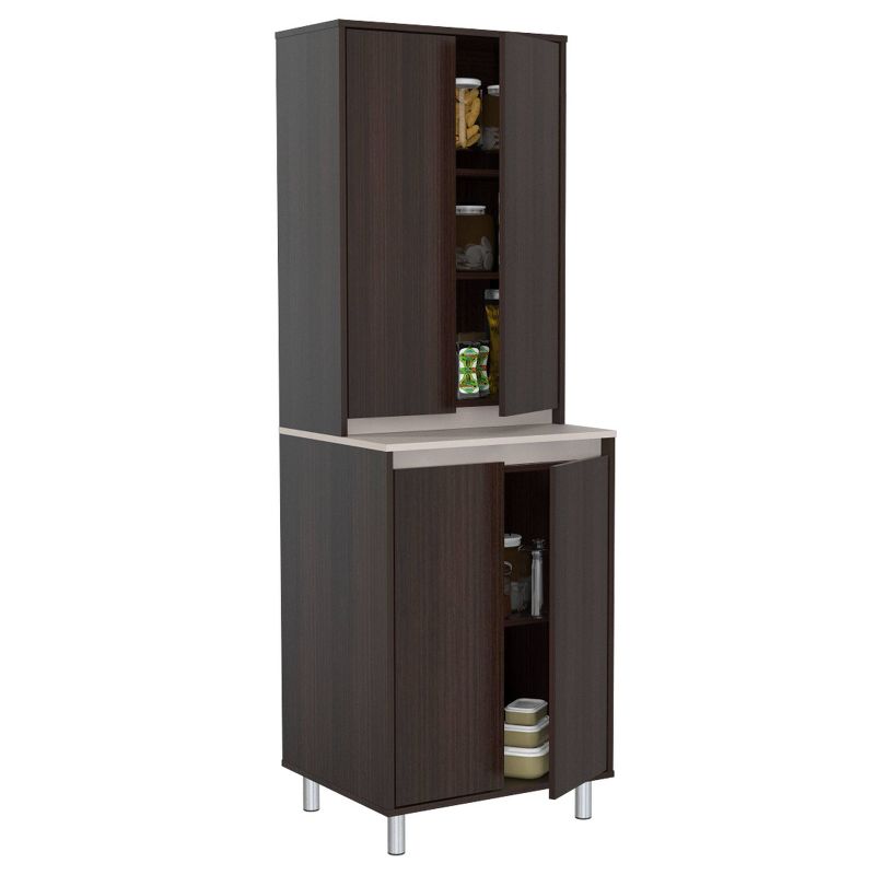 4 Door Breakroom Cabinet Espresso/Amber Gray - Inval