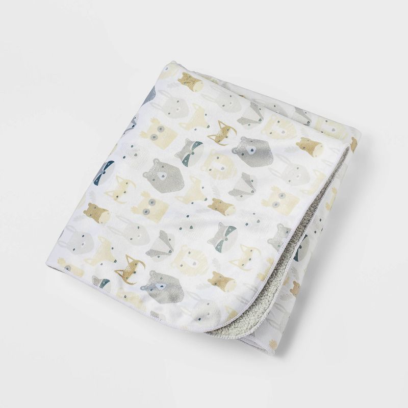 Plush Velboa Baby Blanket Woodland Animals - Cloud Island™ Gray