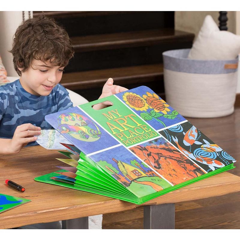 My Art Place Expandable Color-Tabbed Portable Art Storage Portfolio with Decorative Frame, 19" x 15 1/4 "