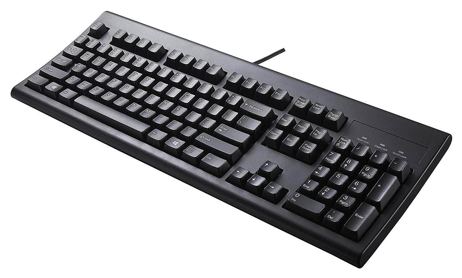Perixx PERIBOARD-106 US B, Performance wired keyboard - 20 Million Key Press Life - Full Size 17.9"x6.6"x1.7" - Black