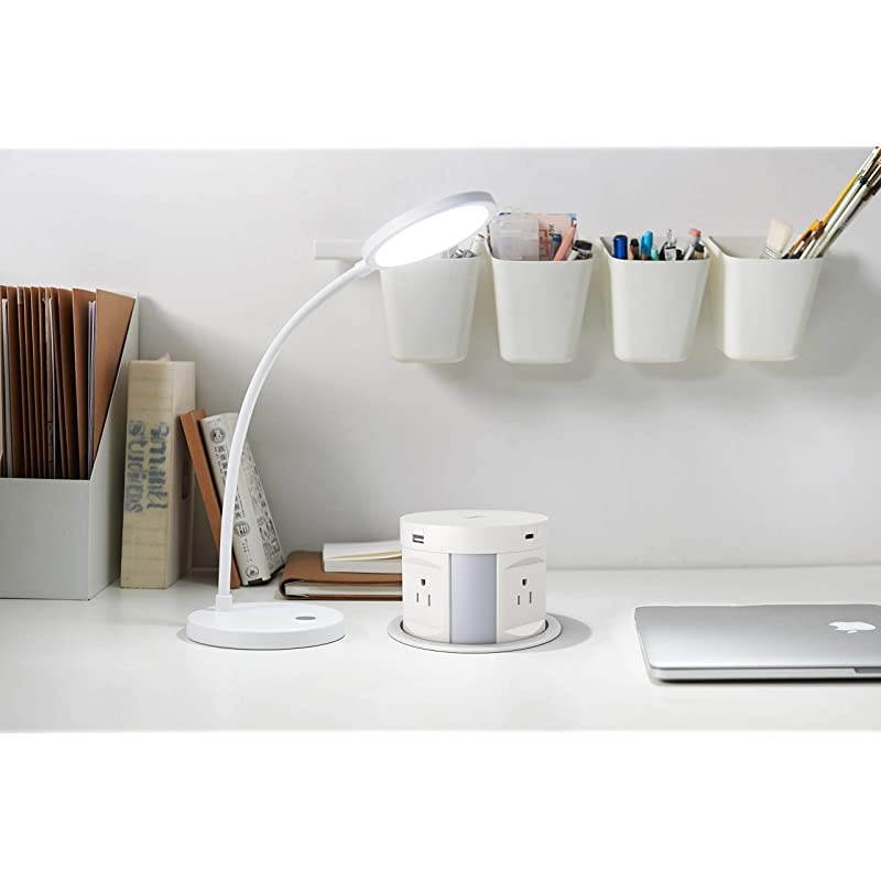 Automatic Pop up Outlet Wireless Charger Power Strip Surge Protector Recessed Outlet 4 AC Plug + TypeA and TypeC USB Port Outlets for Countertop Kitchen Island Conference Workbench