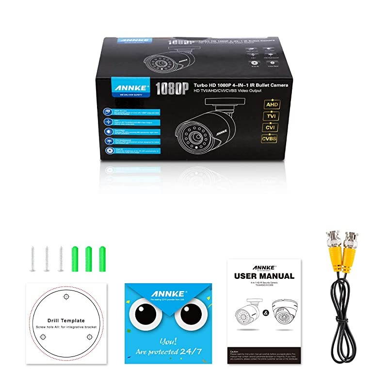 1080P Security Camera 4in1 CCTV Bullet Wired Camera AHDTVICVICVBS IP66 Weatherproof Analog Surveillance Video Camera for Indoor and Outdoor Use 100ft Clear Night Vision