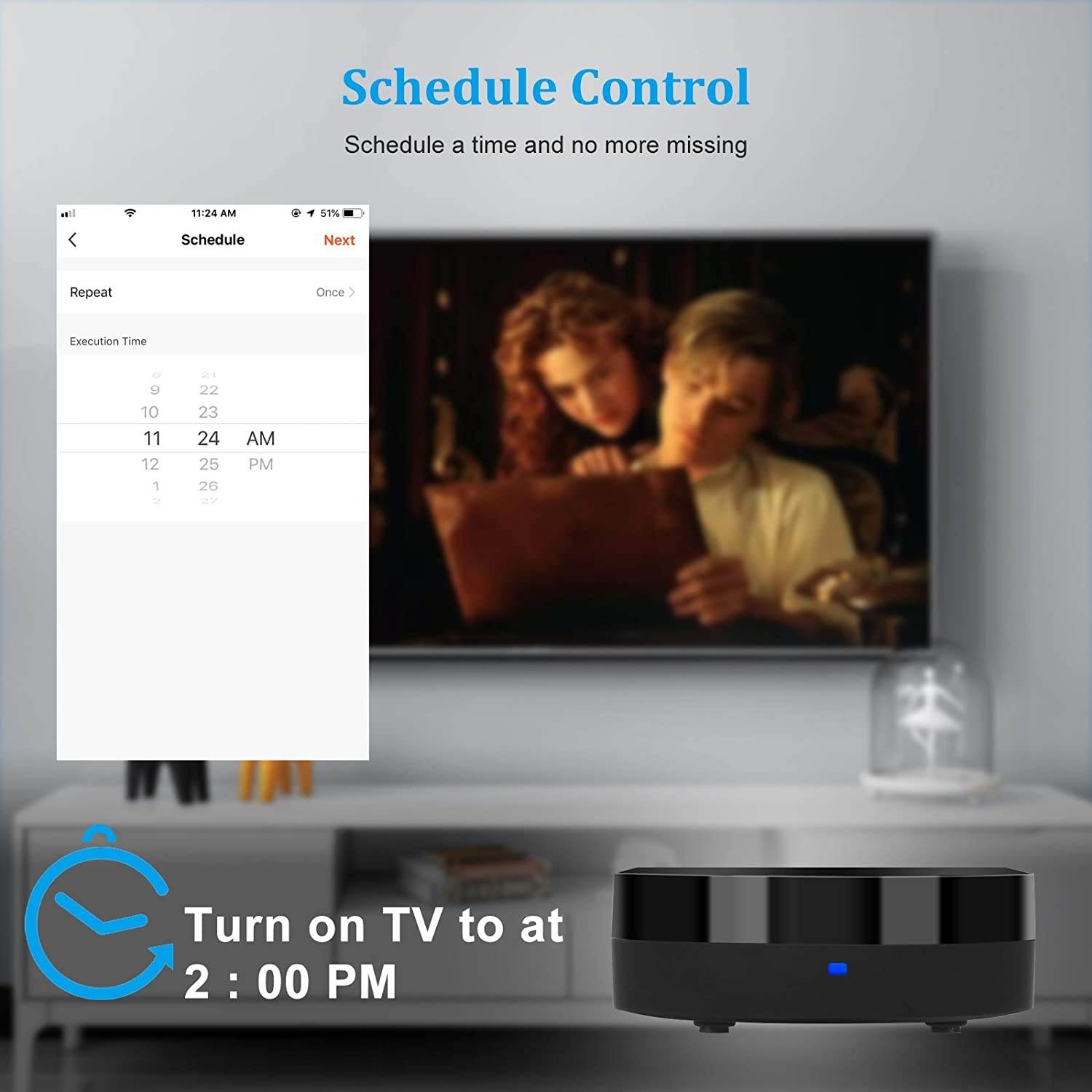 IVY Smart Home Phone Hub-WiFi Universal Remote Control IR Blaster for TV Projector Air Conditioner Fan etc,All IR Control Device,Compatible with Alexa, Google Home, HomePod, IFTTT