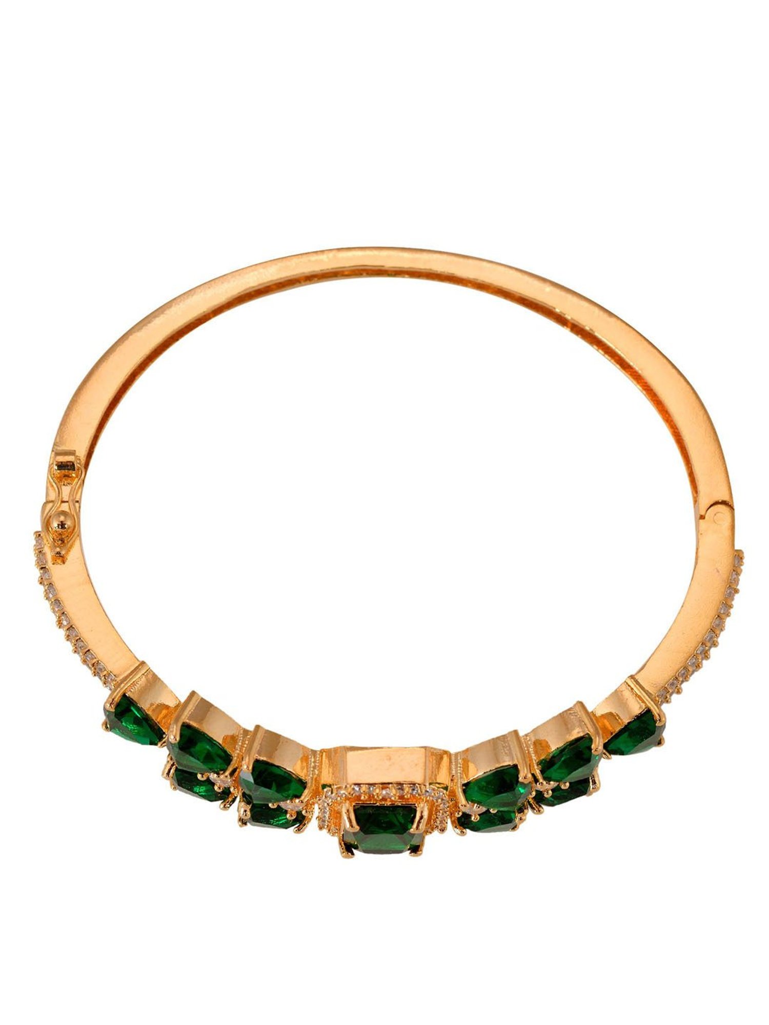 Saraf Jewellery Gold plated with Green American Diamond handcrafted Bracelet for Women & Girls