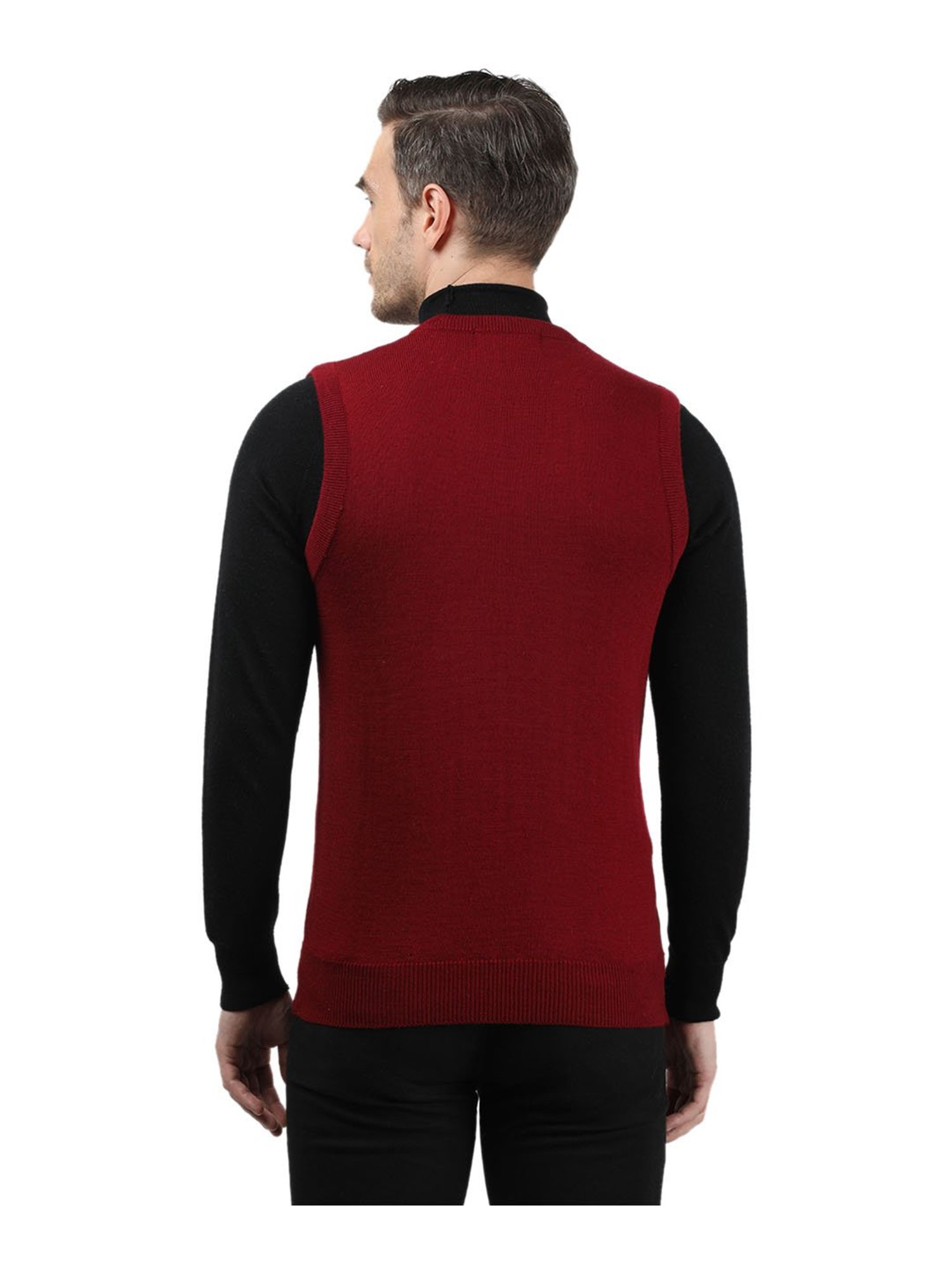 Monte Carlo Maroon Regular Fit Sweater