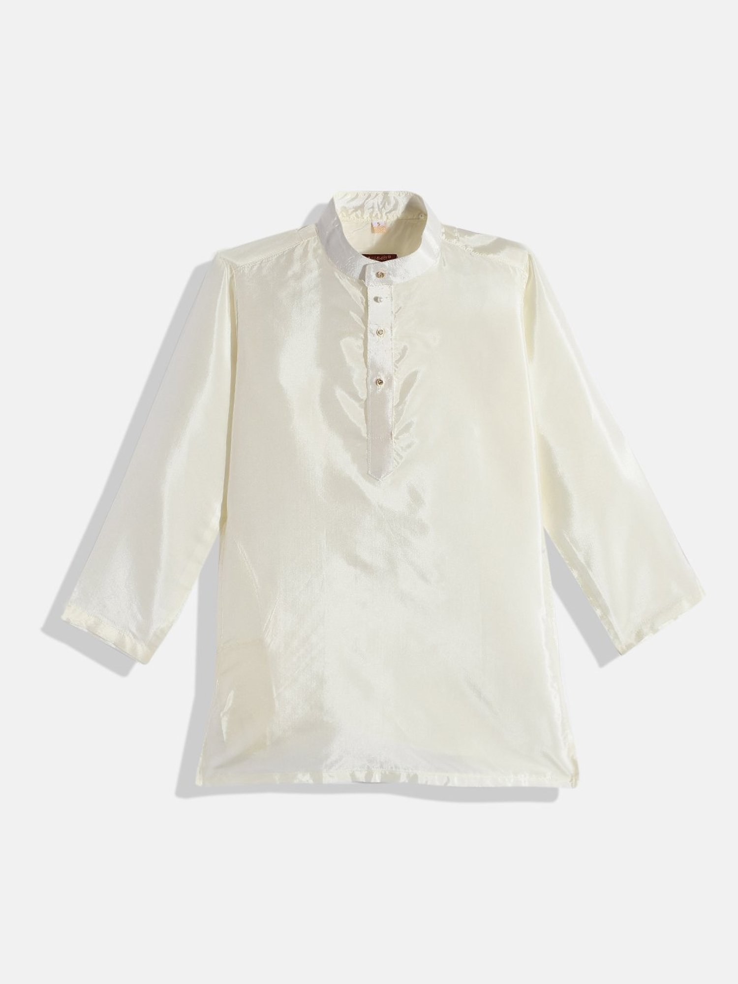 THANGAMAGAN Kids Cream Solid Full Sleeves Kurta, Panjagajam with Mayilkan