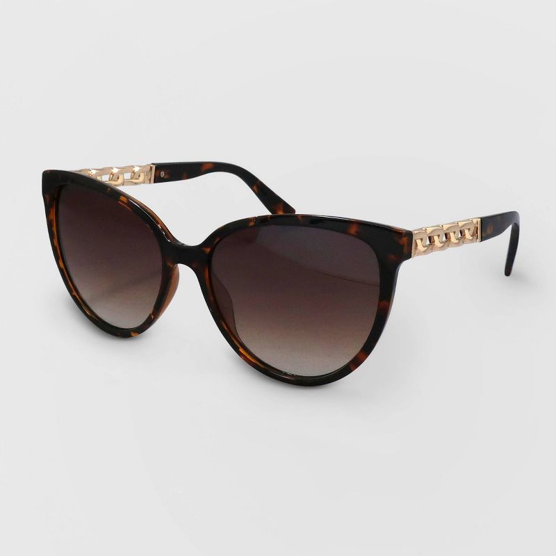 Women's Cateye Plastic Metal Combo Sunglasses - A New Day™ Brown