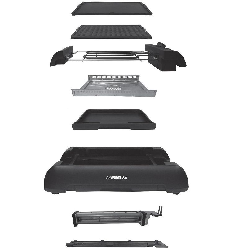 GoWISE USA GW88000 2 in 1 Indoor Smokeless Electric Grill with Griddle Plate