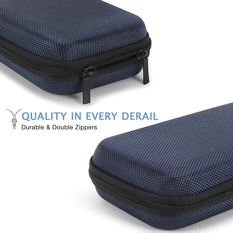 Hard EVA Protective Case  Portable Storage Case for Charging Cable Power Bank Hard Drive Cell Phone External Battery Small Travel Case Mesh Inner Pocket + Zipper Enclosure Grey Blue