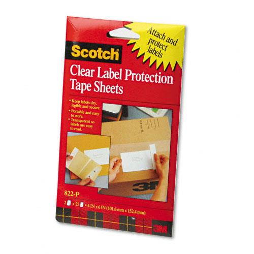 3M 822P Heavyweight 4 x 6 Clear Label Protector Tape Sheets  Two 25 Sheet Pads Pack