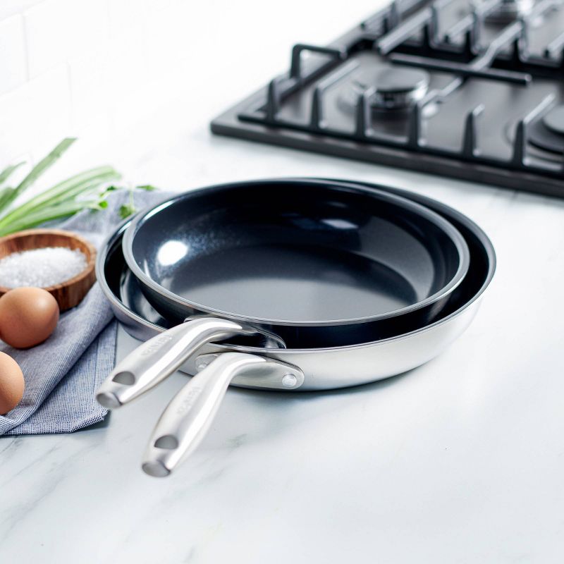 GreenPan Greenwich  2pk Stainless Steel Frypan Set