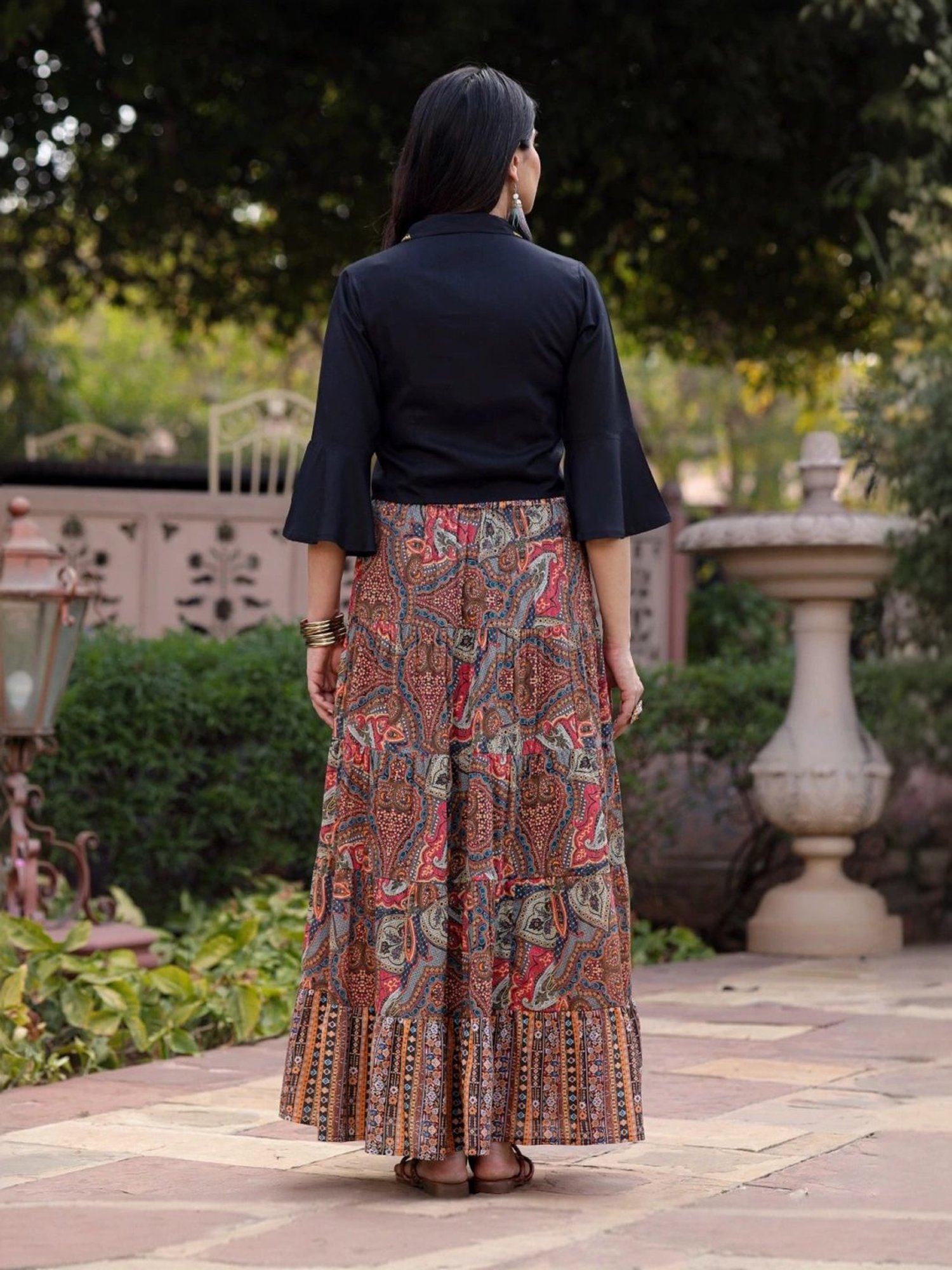 Juniper Multicolored Flare Fit Shirt Skirt Set