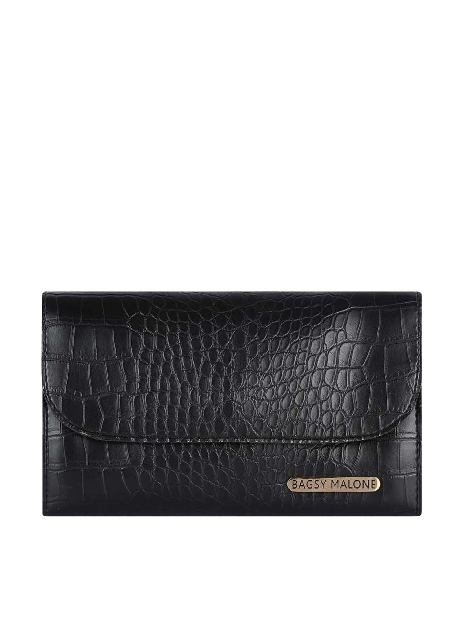 Bagsy Malone Black Textured Medium Tote Handbag with Sling & Wallet