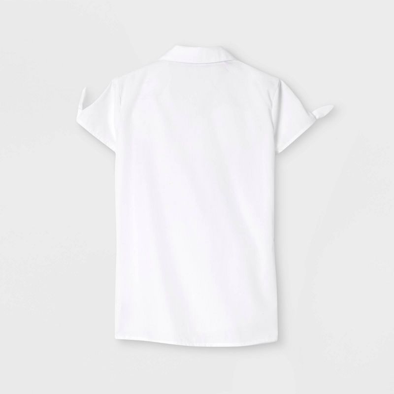 French Toast Girls' Bow Sleeve Button-Down Uniform Shirt - White 4