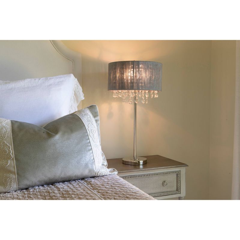 27" x 13" Penelope String Table Lamp Brushed Nickel - Decor Therapy