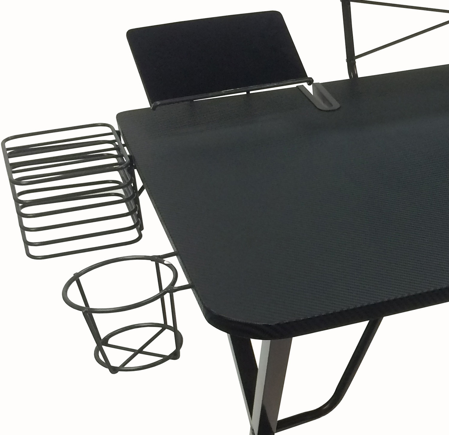 Professional Gaming Desk Pro with Built-in Storage, Metal Accessory Holders and Cable Slots