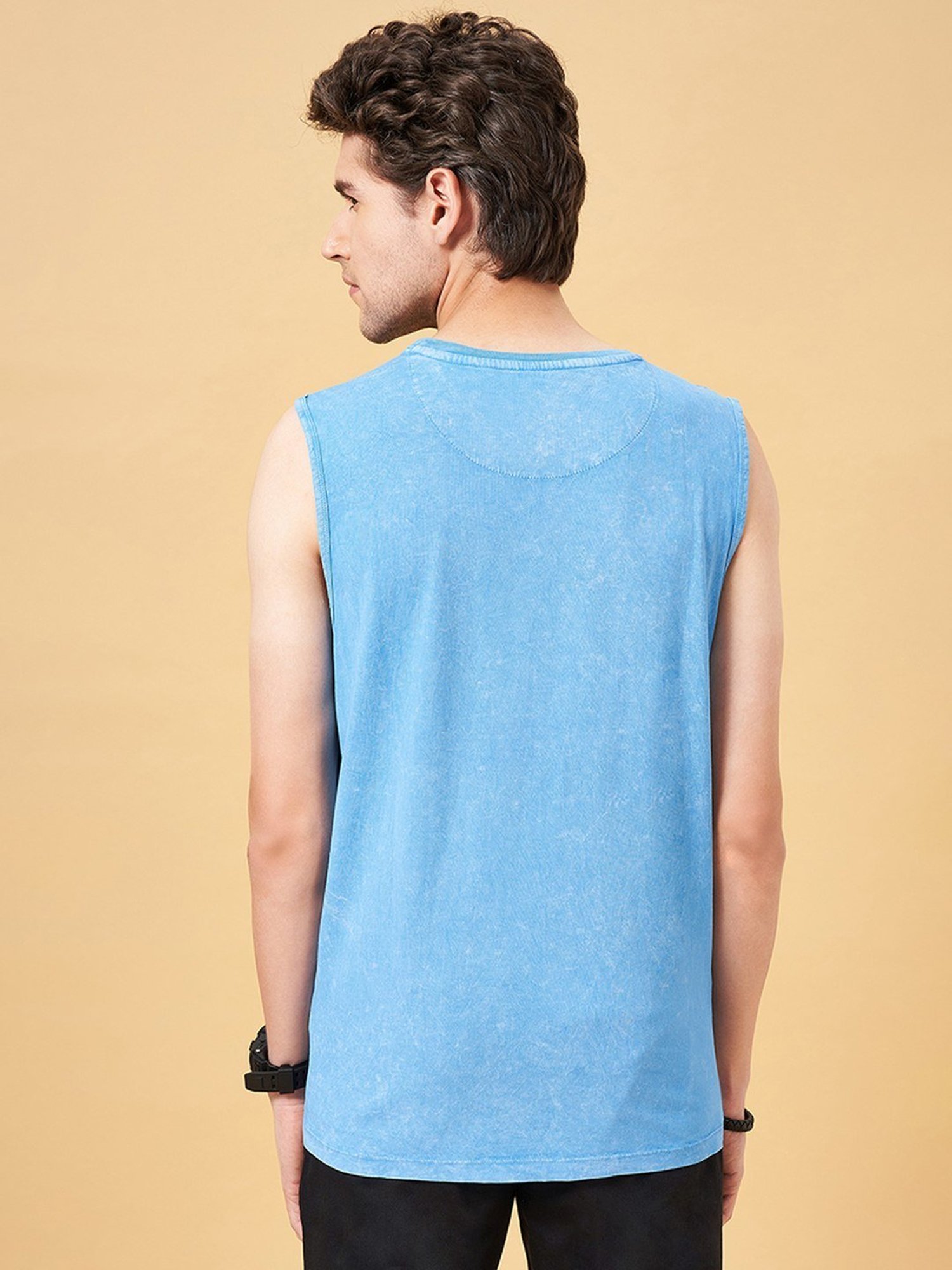 SF Jeans by Pantaloons Mazarine Blue Cotton Regular Fit Printed Vest