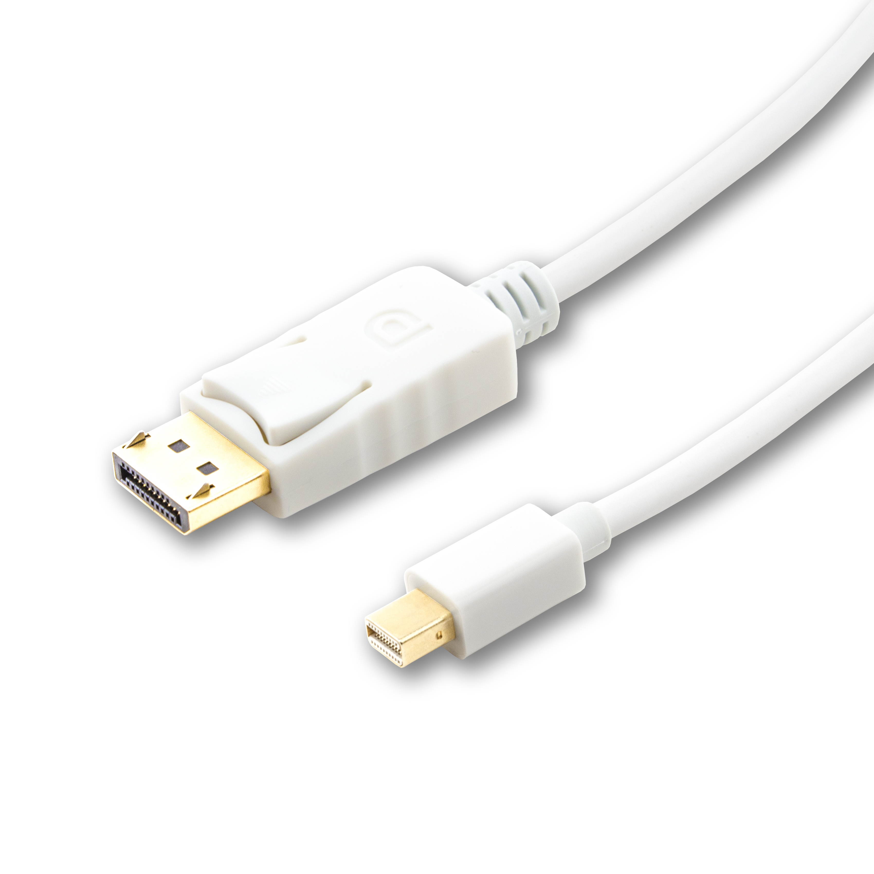 SatelliteSale Mini DisplayPort DP to Display Port White Gold Plated Cable 15 ft.