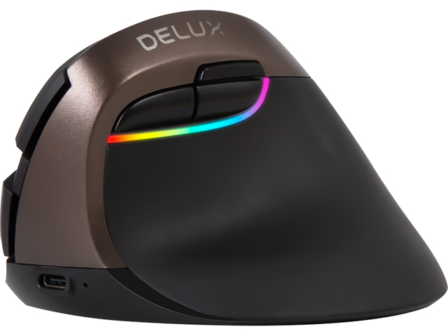 DELUX Wireless Small Vertical Mouse, Type-C Rechargeable Dual Mode Silent Ergonomic Mice with Bluetooth 4.0 and USB Nano Receiver, 4 Adjustable DPI and 6 Buttons (M618mini-White)