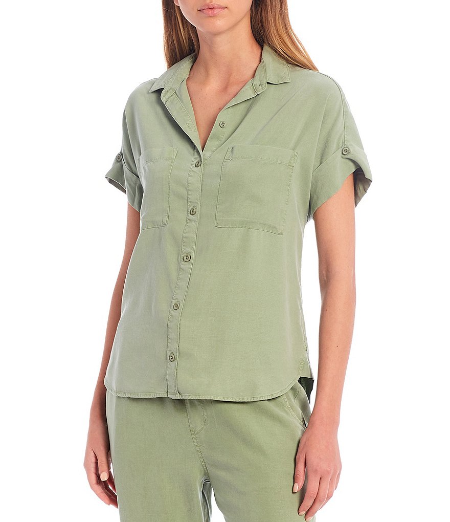 BB Dakota by Steve Madden Up to Here Puff Elbow Sleeve Mock Neck Smocked Top