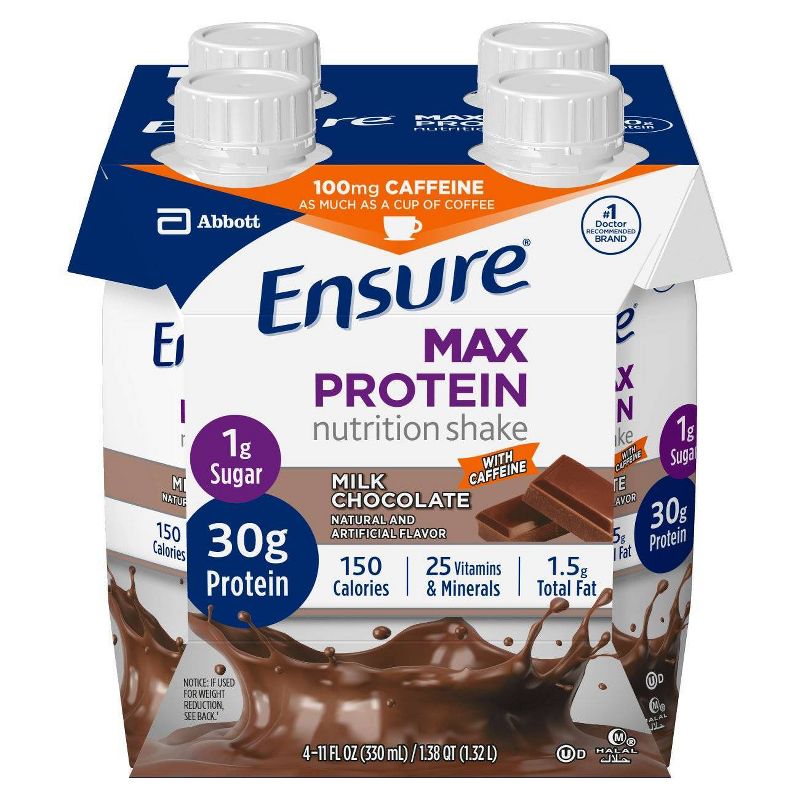 Ensure Max Protein Shake with Caffeine - Chocolate - 4ct/44 fl oz