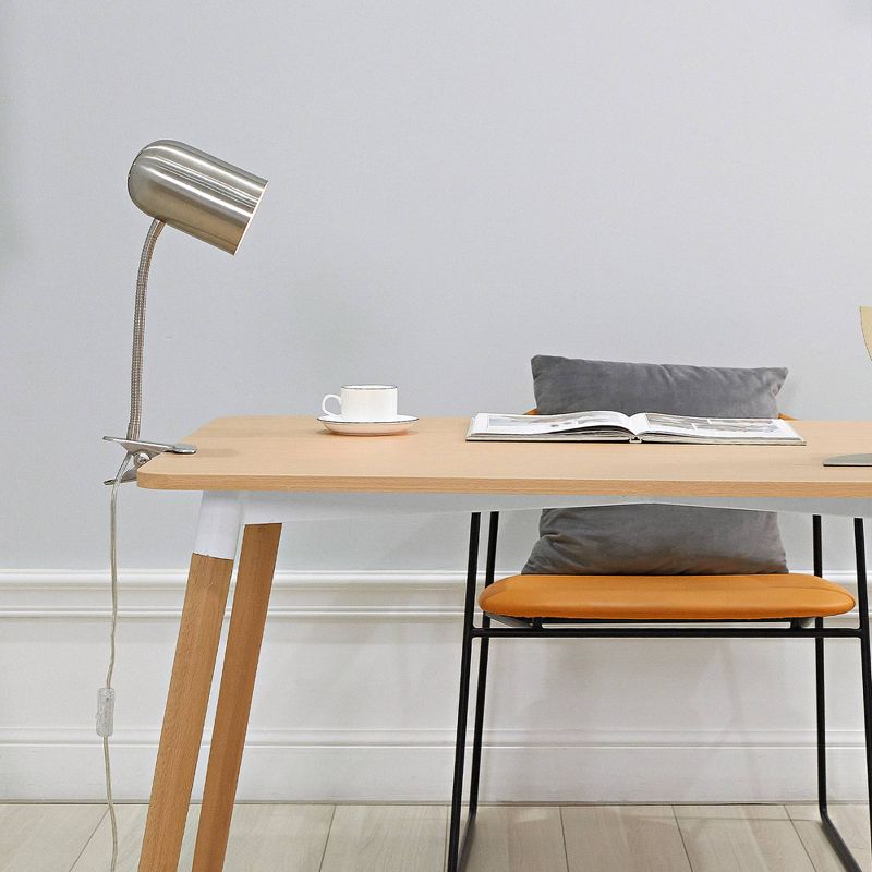 15" Carter Clip Arm Adjustable Gooseneck Table Lamp Brushed Nickel - Globe Electric