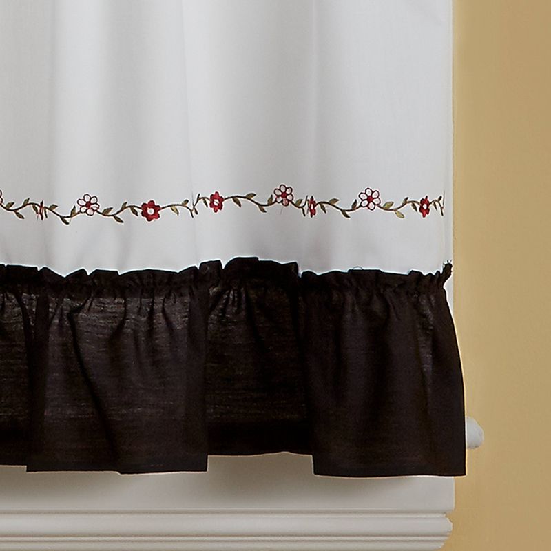 Set of 2 36"x42" Floral Curtain Tiers White/Beige - Threshold™