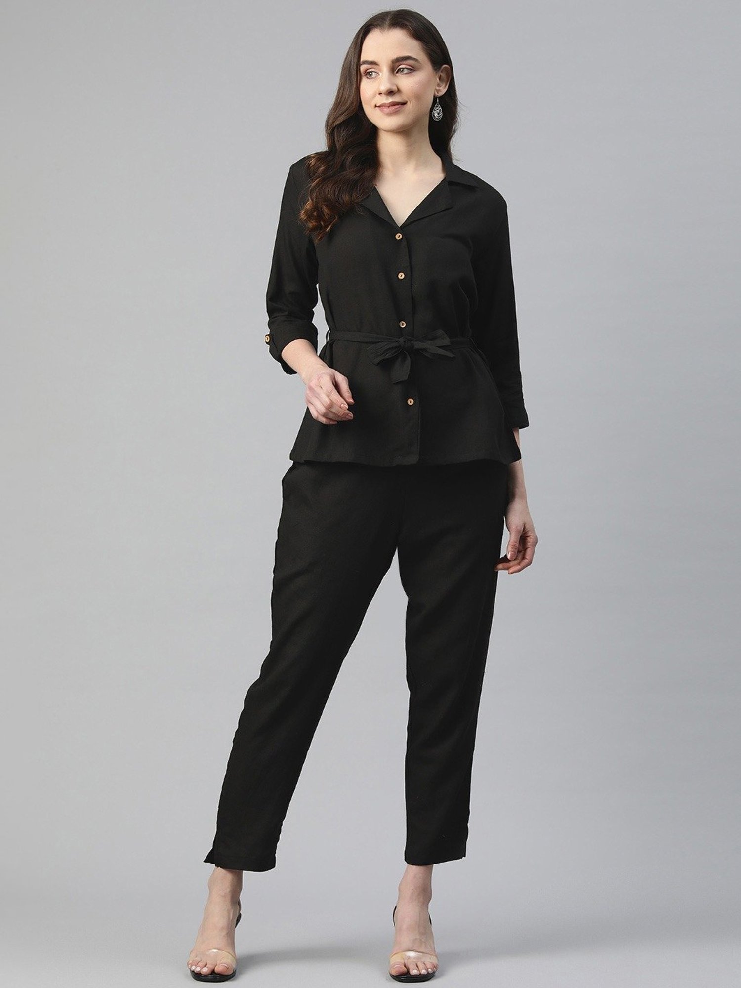 READIPRINT FASHIONS Black Regular Fit Shirt Pant Set