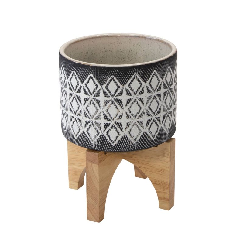 6.75" Ceramic Planter on Stand Gray - Sagebrook Home