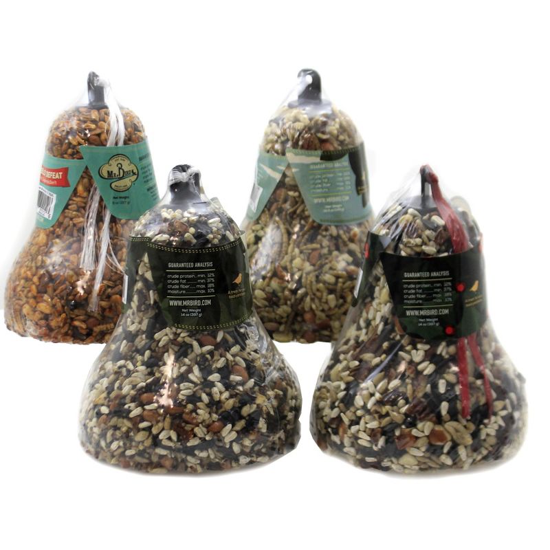 Home & Garden 5.25" Seed Bell Varitey Set / 4 Bird Feeding Cardinals Wrens Mr Bird  -  Bird And Wildlife Food