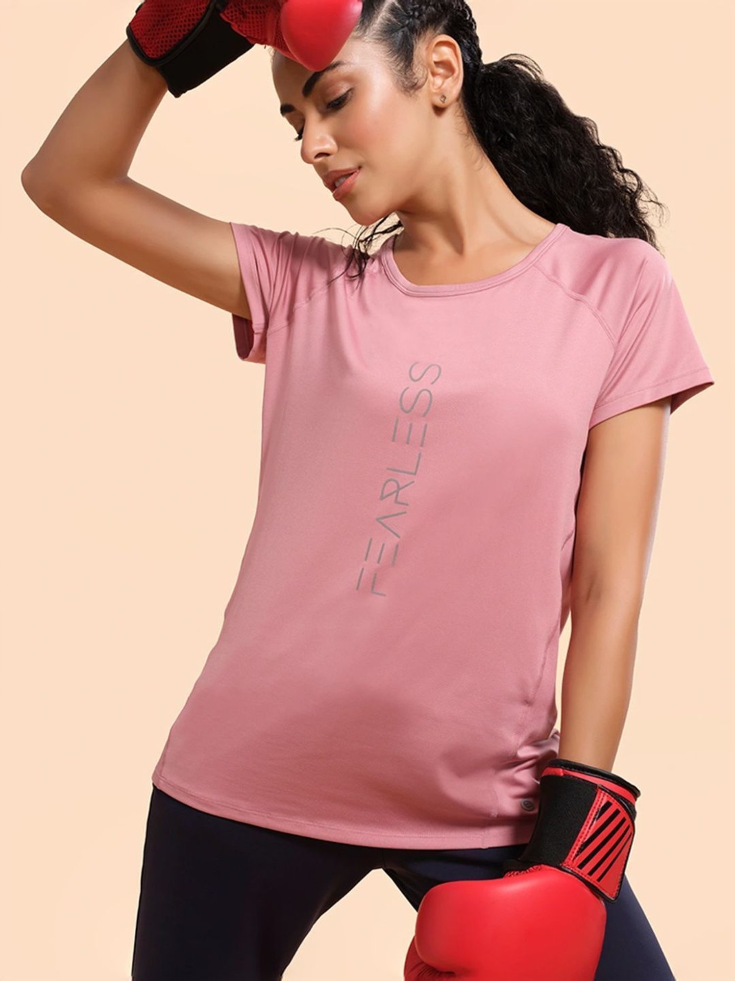 Enamor Pink Graphic Print Sports T-Shirt