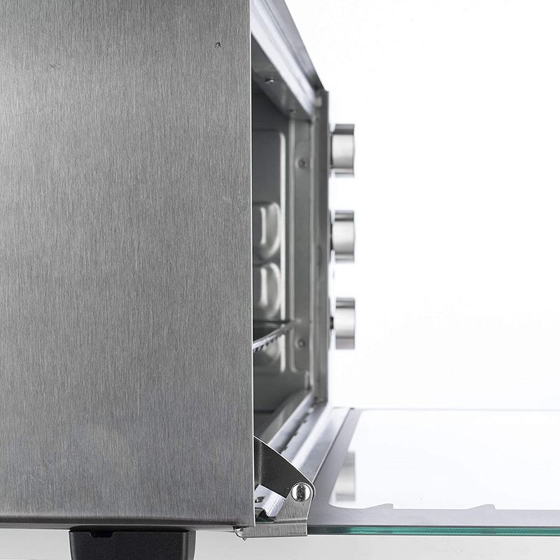 Crux 14543-SN 6 Slice Convection Air Flow Kitchen Countertop Toaster Oven with 3 Position Grill Rack and 5 Cooker Functions, Stainless Steel