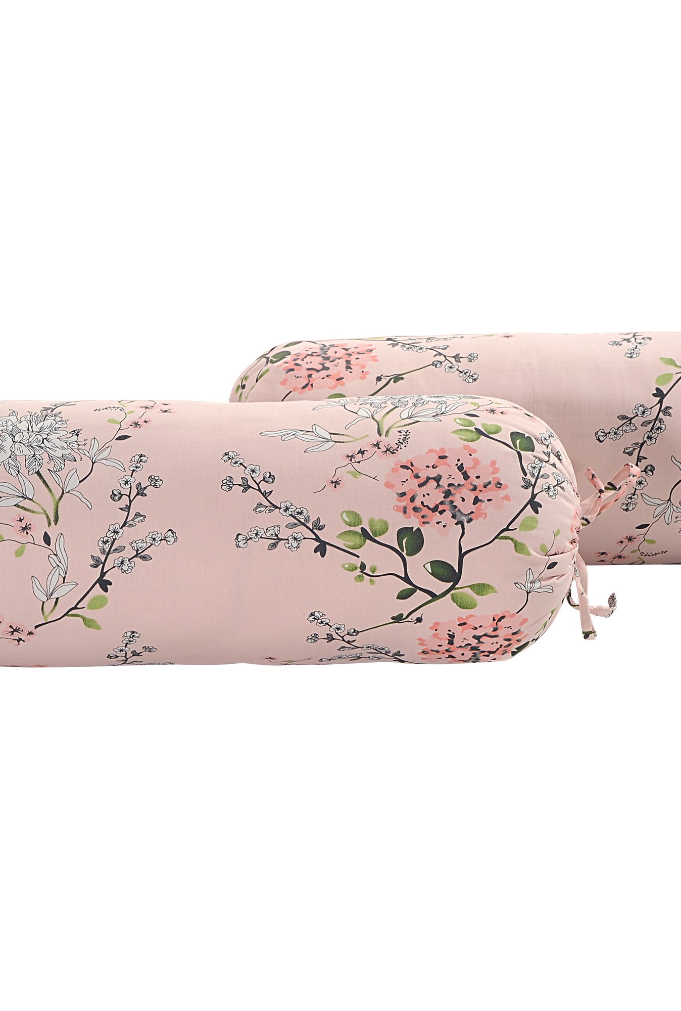 Swayam Pink & Grey Floral Cotton 160 TC Diwan - Set of 6