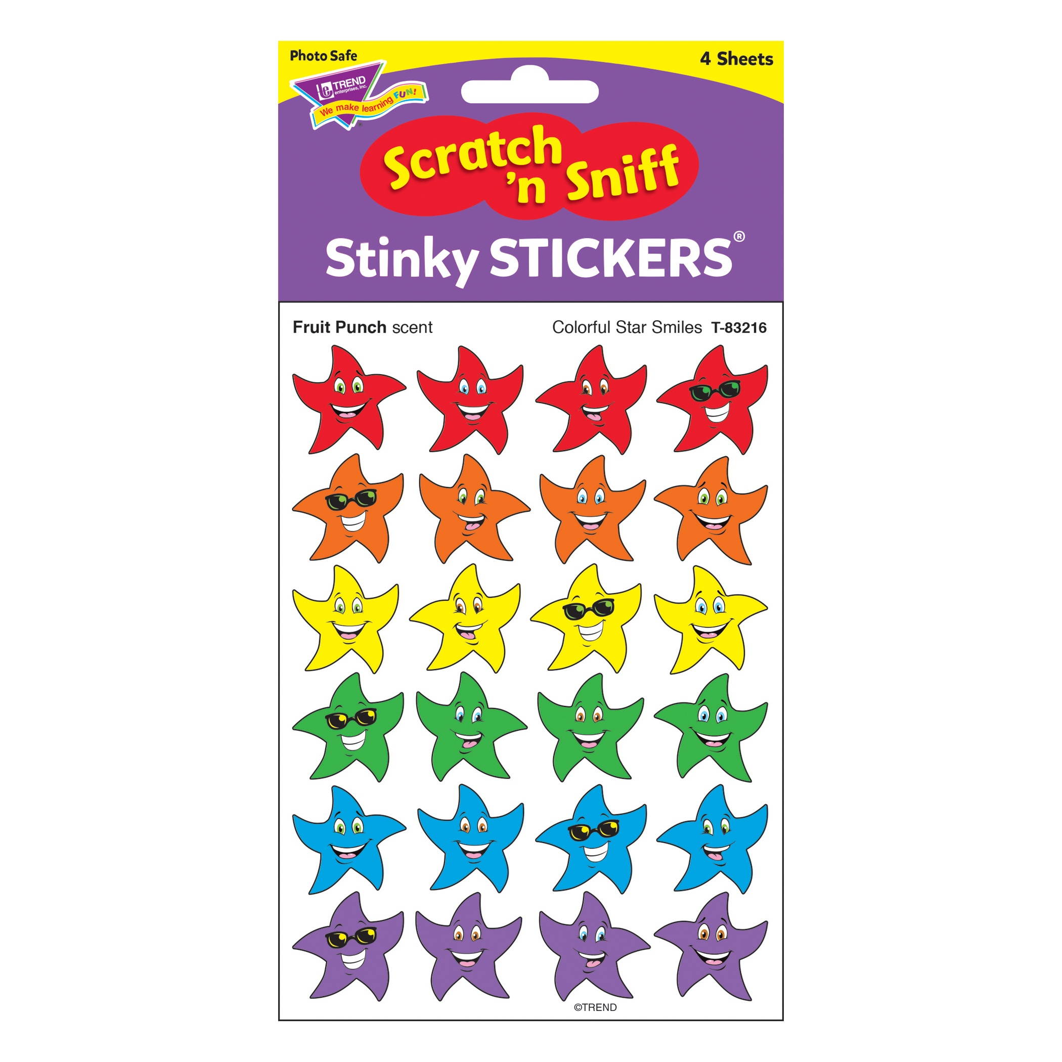 TREND ENTERPRISES INC. T-83216 STINKY STICKERS COLORFUL STAR SMILE