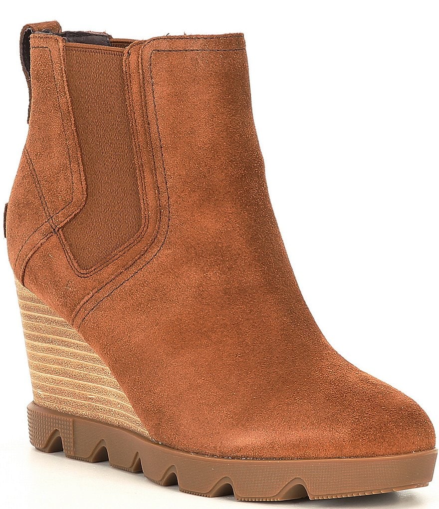 Sorel Joan Uptown Suede Waterproof Chelsea Wedge Lug Sole Booties