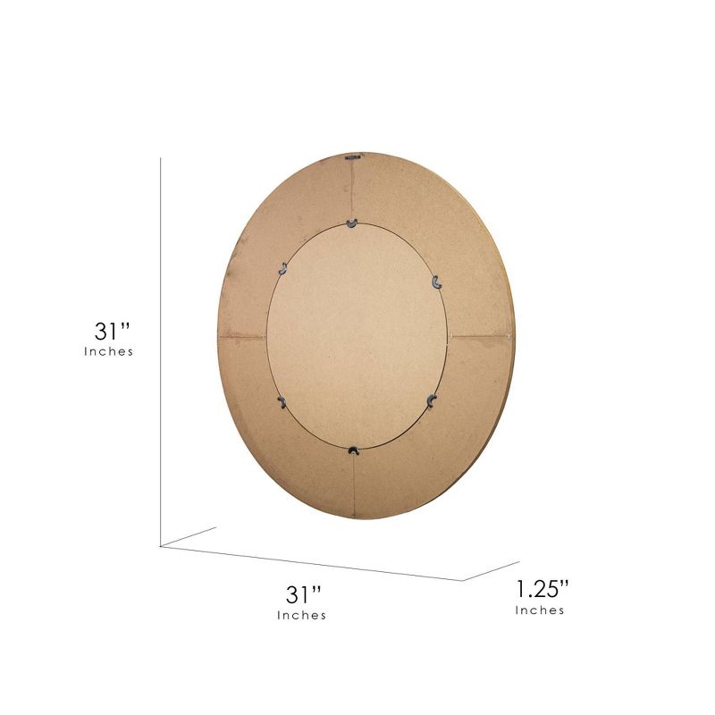 31" Round Rustic Wood/Metal Framed Decorative Wall Mirror - Crystal Art Gallery