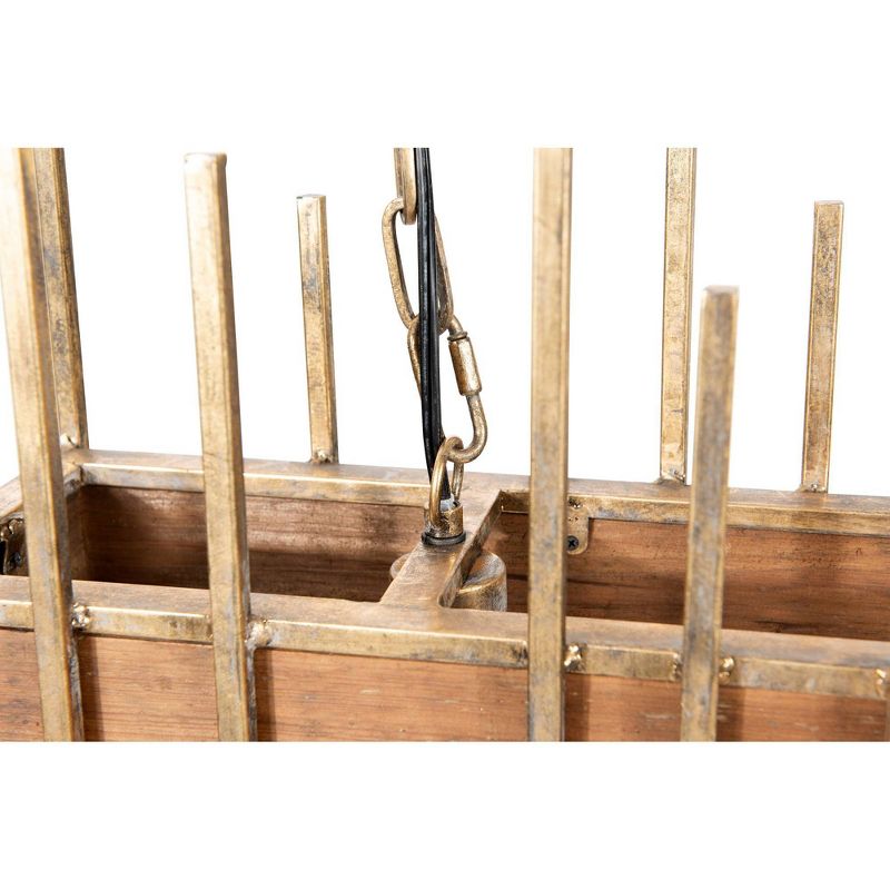 35.5" Wood Pendant Ceiling Light with Metal Rods - 3R Studios