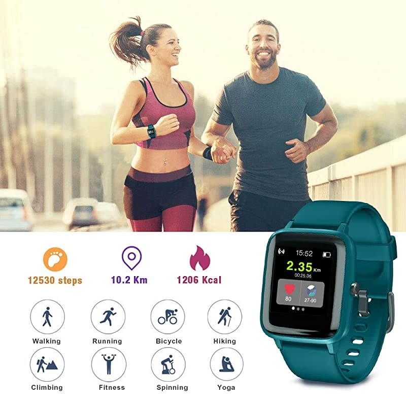 Smart Watch for Android Phones and iOS Phones, All-Day Activity Tracker with Heart Rate Sleep Monitor, 1.3" Full Touch Screen, 5ATM Waterproof Pedometer, Smartwatch for Men Women